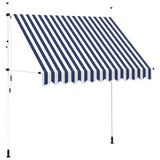 43221 Manual Retractable Awning 250 cm Blue and White Stripes