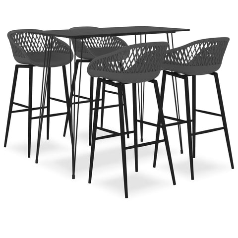 ZNTS 5 Piece Bar Set Black and Grey 3057377