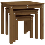 Nesting Tables 3 pcs Honey Brown Solid Wood Pine 824976