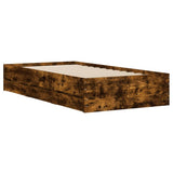 Bed Frame with Drawers Smoked Oak 100x200 cm Engineered Wood 3207291