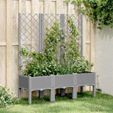 Garden Planter with Trellis Light Grey 120x40x142 cm PP 367927