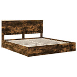 Storage Bed with Drawer Smoked Oak 180 x 200 cm Engineered Wood 3409528