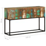 Console Table Brown base with blue, green, cream hues 320822