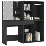 LED Dressing Table with Cabinets Black Engineered Wood 3082027