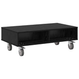 Side Table with Wheels Black Oak 90 x 50 x 30 cm 891017
