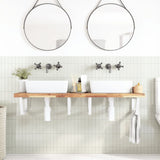 Basin Shelf Wall Mounted Steel and Solid Wood Acacia 3302822