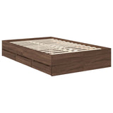 Bed Frame with Drawer Brown Oak 120 x 190 cm Engineer Wood 3412622