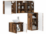 Bathroom Furniture Set 4 pcs Old Wood Engineered Wood and Glass 3407429