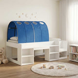 Bed Frame with Tunnel 3 pcs White and Blue Engineered Wood 3423619