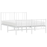 Metal Bed Frame without Mattress with Footboard White 150x200cm 352549
