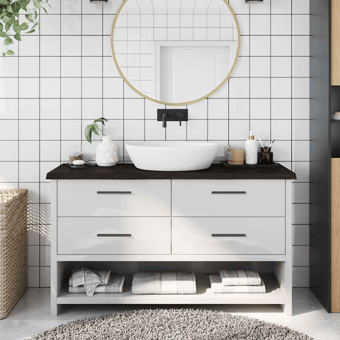 Bathroom Countertop Dark Brown 120x40x cm Treated Solid Wood 3156235