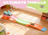 3 Four-Piece Ride on Kids Roller Coaster w/ Non-Slip Steps, for Ages 2-5 Years - Orange T3398P422376