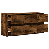 TV Cabinet with LED Smoked Oak 100x34x50 cm Engineered Wood 852219