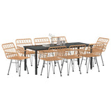 Garden Dining Set 9 pcs Brown Powder-Coated Steel 3379183
