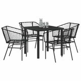 Garden Dining Set 5 pcs Black Poly Rattan 3380891