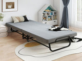 Portable Folding Single Bed with Wheels, 79x190cm Fold Up Guest Bed, 6cm Thick Memory Foam Mattress T6135P515568