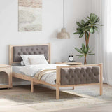 Bed Frame with Headboard Taupe 90 x 190 cm Solid Pine Wood 878437