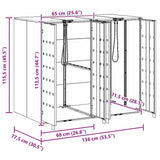 Wheelie Bin Storage for 2 Bins Silver 136 x 77.5 x 115.5 cm 3394788