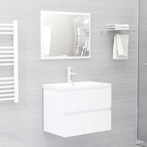 ZNTS Bathroom Furniture Set White Engineered Wood 3071585
