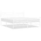 Metal Bed Frame without Mattress with Footboard White 183x213cm 373763
