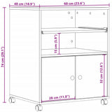 Printer Stand with Wheels Grey Sonoma 60x48x74 cm 840637