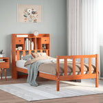 ZNTS Bookcase Bed without Mattress Wax Brown 90x200 cm Solid Wood Pine 3321758