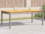Garden Table Grey 140x80x75 cm Poly Rattan Acacia Wood 366277