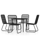 Dining Set Black Powder-coated Steel Medium Lightweight 3099180