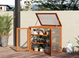 3-tier Wood Greenhouse Garden Polycarbonate Cold Frame Balcony Grow House w/ Storage Shelf for T3398P315402