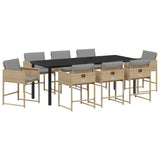 Garden Dining Set 9 pcs Beige Poly Rattan 3380740
