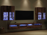 TV Wall Cabinet Set with LED Lights with LED 7 pcs Old Wood 3402794