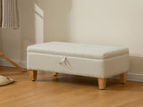 30L Linen Storage Ottoman Padded Footstool with Rubberwood Legs for Storage Box, Bed End, Shoe T3398P423865