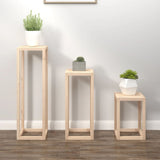 3 Piece Plant Stand Set Solid Wood Pine 822267