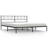 Metal Bed Frame without Mattress with Headboard Black 180x200cm 355271