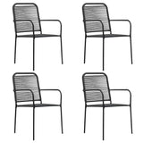 5 Piece Garden Dining Set Cotton Rope and Steel Black 3058279