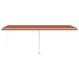 Manual Retractable Awning with LED 600x300 cm Orange and Brown 3069605