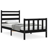 Bed Frame without Mattress Black Small Single Solid Wood Pine 3192000