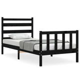 Bed Frame without Mattress Black 100x200 cm Solid Wood Pine 3192030