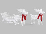 Two Reindeer Pulling Sleigh Lighted Christmas Decor 2.4ft, 240 White LED PVC Dcor, UK Plug 31V 3.6W 51476174