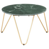 ZNTS Coffee Table Green 65x65x42 cm Real Stone with Marble Texture 286447