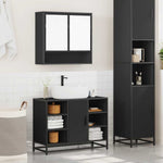 ZNTS 2 Piece Bathroom Furniture Set Black Engineered Wood 3300940