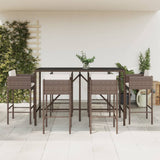 7 Piece Garden Bar Set with Cushions Brown Poly Rattan 3203933