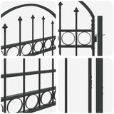 Fence Gate Grey 100 x 175 cm Powder-coated steel 42008928