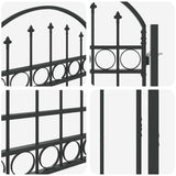 Fence Gate ASSEN 100 x 175 cm Powder-Coated Steel Grey Lockable 42008928