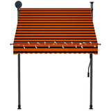 Manual Retractable Awning with LED 150 cm Orange and Brown 145877