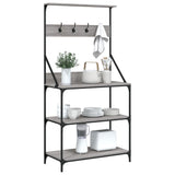 Baker's Rack with Hooks 4-Tier Grey Sonoma Engineered Wood 838961