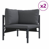 Garden Sofa Set with Cushion 7 pcs Black Steel 3378981