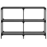 Console Table with Black Glass Top 118.5x30x81 cm Steel 846031