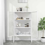 335884 Highboard White 80x35x135 cm Steel and Tempered Glass