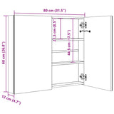 ZNTS LED Bathroom Mirror Cabinet Grey 80x12x68 cm 326513